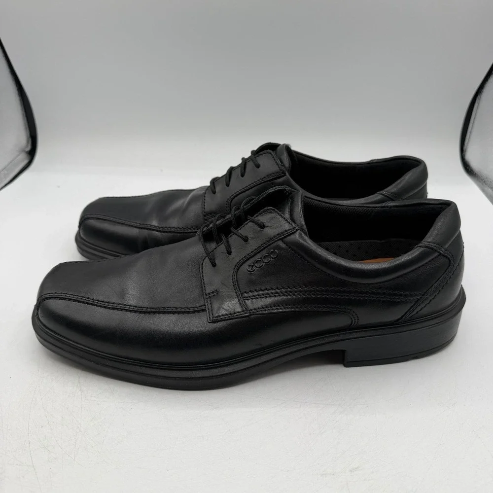 Ecco Helsinki Dress Shoes Mens EU 46 US‎ 12-12.5 Black Leather Bike Toe Oxfords